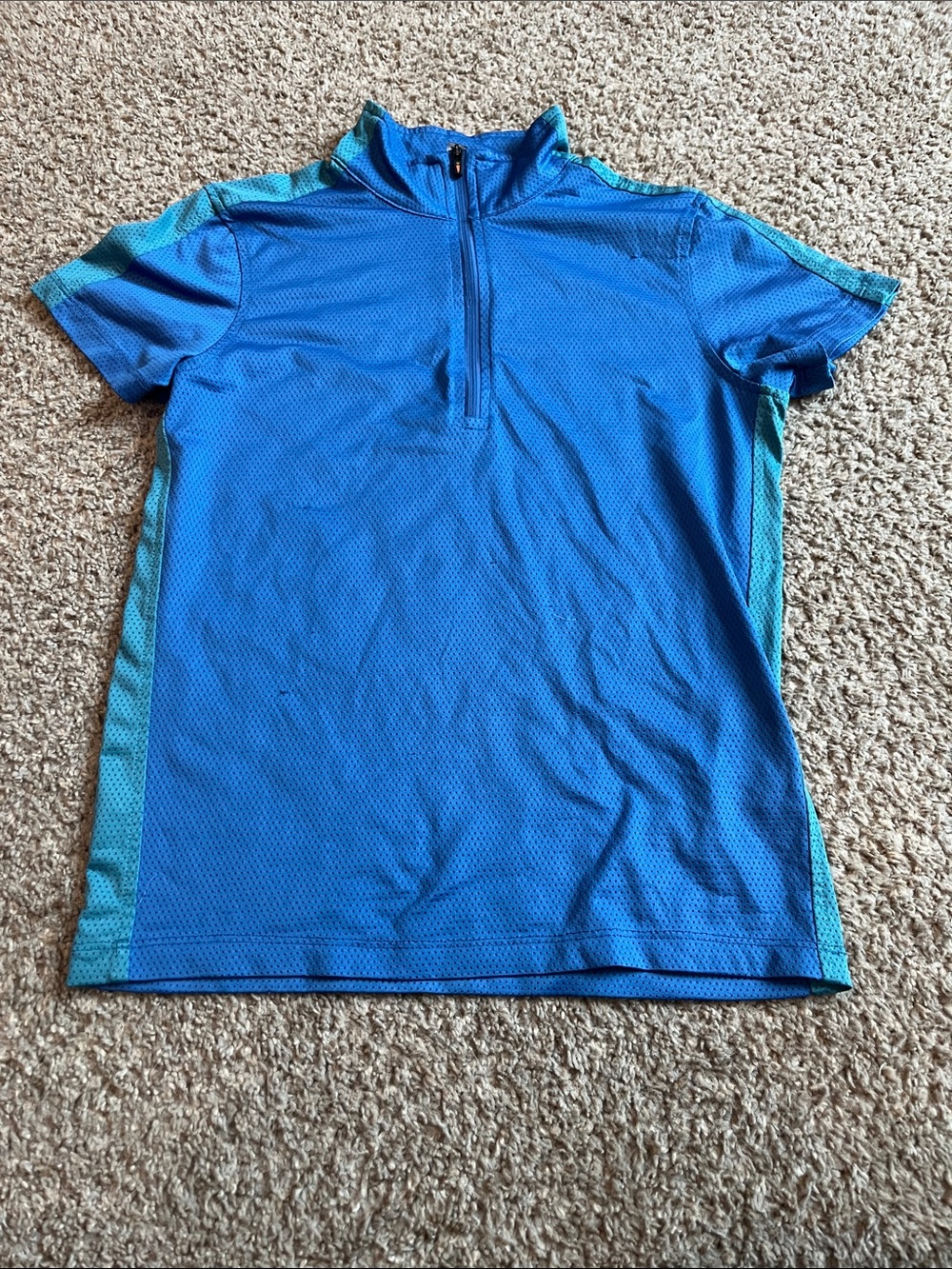 Kerrits Blue Short Sleeve Riding Polo with Teal Accents